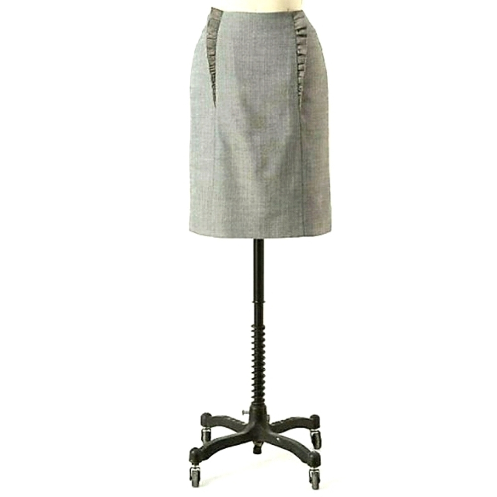 Vintage Y2K Anthropologie Ruffle Accent Gray Twee style Pencil Skirt